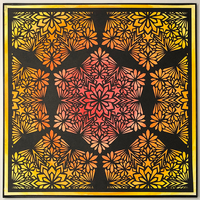 #10 "Radiant" • Cut Paper • Watercolor • Wall Art • 12" x 12" • Framed • Feng Shui Art • Handmade in Seattle • Seattle Artist
