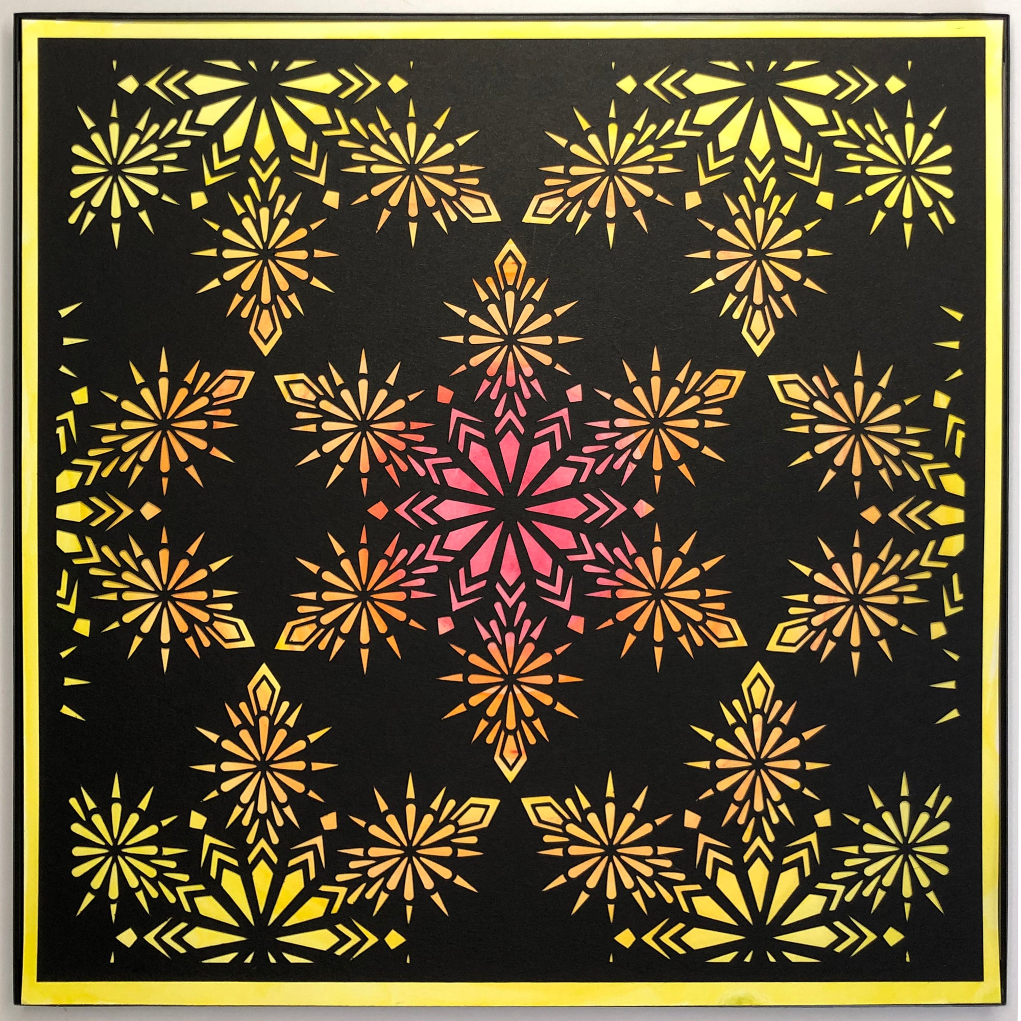 #12 "Cheer" • Cut Paper • Watercolor • Wall Art •&nbsp; 12" x 12" • Framed • Feng Shui Art • Handmade in Seattle