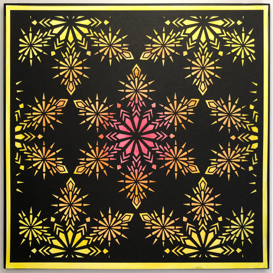 #12 "Cheer" • Cut Paper • Watercolor • Wall Art •&nbsp; 12" x 12" • Framed • Feng Shui Art • Handmade in Seattle