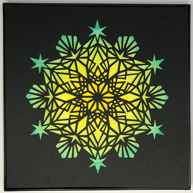 #14 "Bright" •Cut Paper • Watercolor • Wall Art • 8" x 8" • Framed • Feng Shui Art • Handmade in Seattle • Seattle Artist