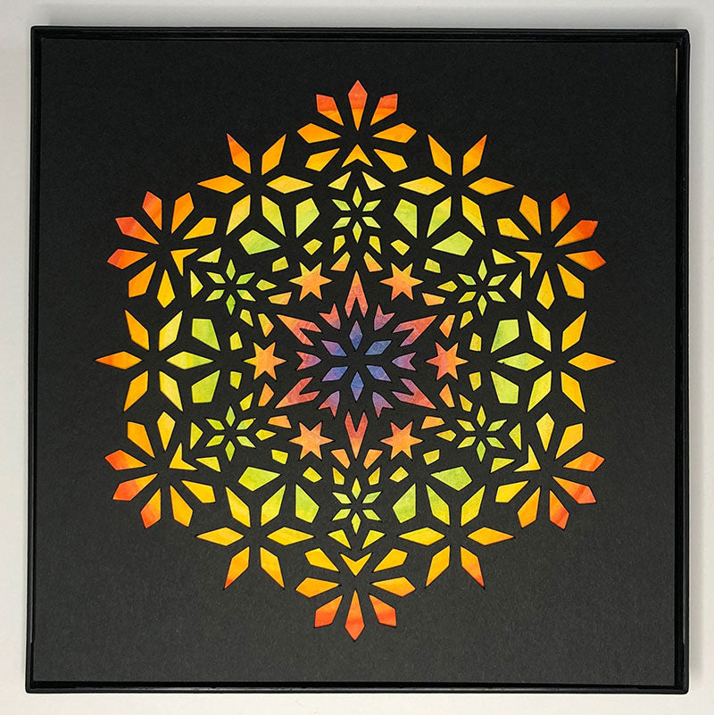 #15 "Twinkle" •Cut Paper • Watercolor • Wall Art • 8" x 8" • Framed • Feng Shui Art • Handmade in Seattle • Seattle Artist