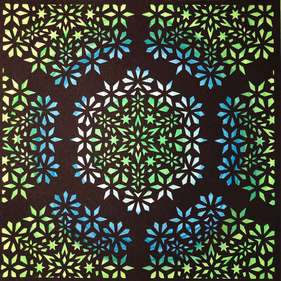 #15 "Twinkle" • Cut Paper • Watercolor • Wall Art •&nbsp; 12" x 12" • Framed • Feng Shui Art • Handmade in Seattle