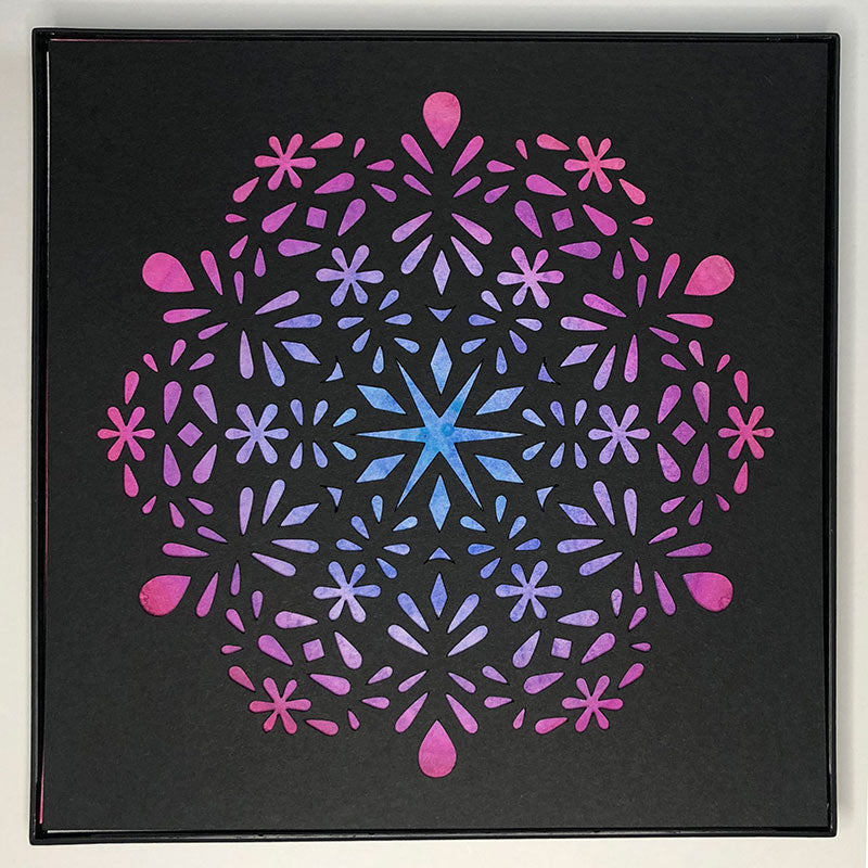 #19 "Compassion" •Cut Paper • Watercolor • Wall Art • 8" x 8" • Framed • Feng Shui Art • Handmade in Seattle • Seattle Artist