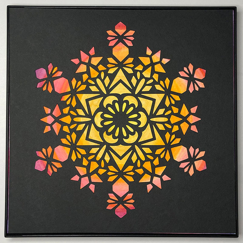 1 "Love" • Cut Paper • Watercolor • Wall Art • 8" x 8"" • Framed • Feng Shui Art • Handmade in Seattle • Seattle Artist