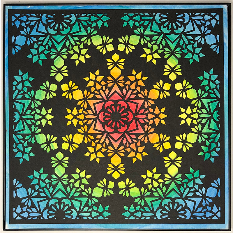 #1 "Love" • Cut Paper • Watercolor • Wall Art •  12" x 12" • Framed • Feng Shui Art • Handmade in Seattle