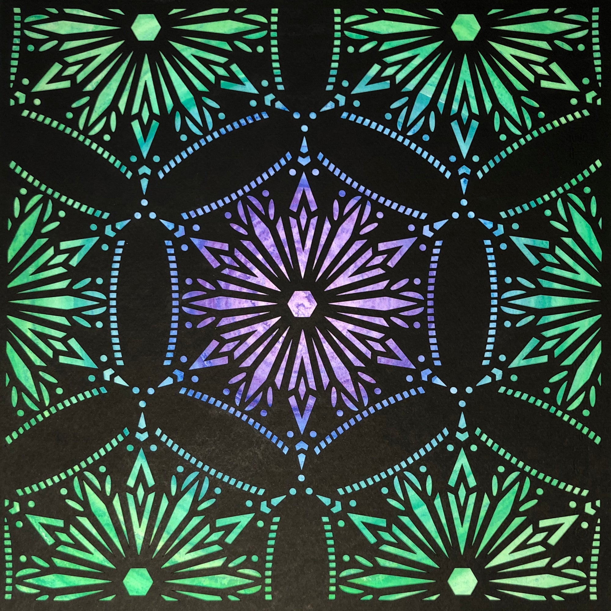 #20 "Calm" • Cut Paper • Watercolor • Wall Art •  12" x 12" • Framed • Feng Shui Art • Handmade in Seattle