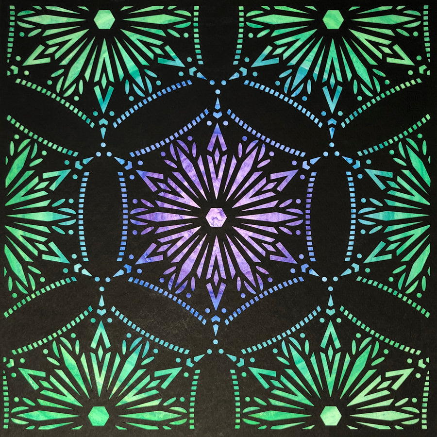 #20 "Calm" • Cut Paper • Watercolor • Wall Art •  12" x 12" • Framed • Feng Shui Art • Handmade in Seattle