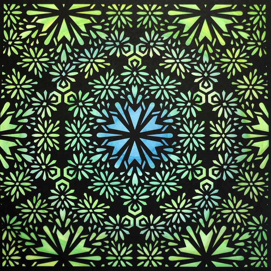 #21 "Grounded" • Cut Paper • Watercolor • Wall Art •  12" x 12" • Framed • Feng Shui Art • Handmade in Seattle