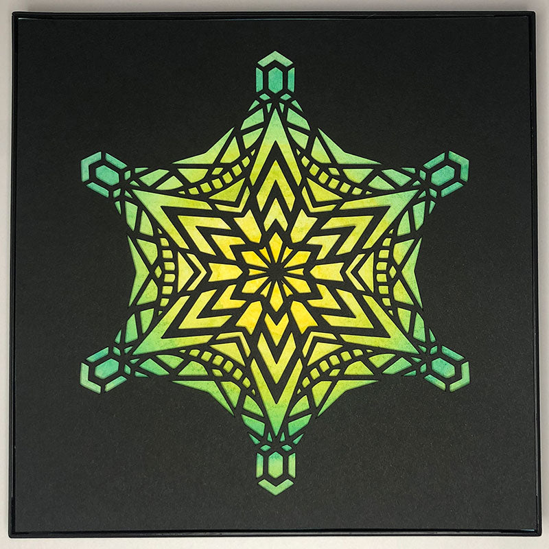 #22 "Pleased" •Cut Paper • Watercolor • Wall Art • 8" x 8" • Framed • Feng Shui Art • Handmade in Seattle • Seattle Artist