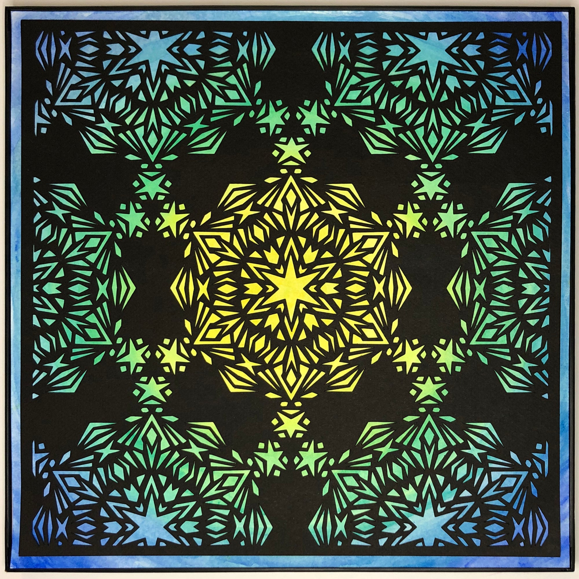 #25 "Valuable" • Cut Paper • Watercolor • Wall Art •  12" x 12" • Framed • Feng Shui Art • Handmade in Seattle