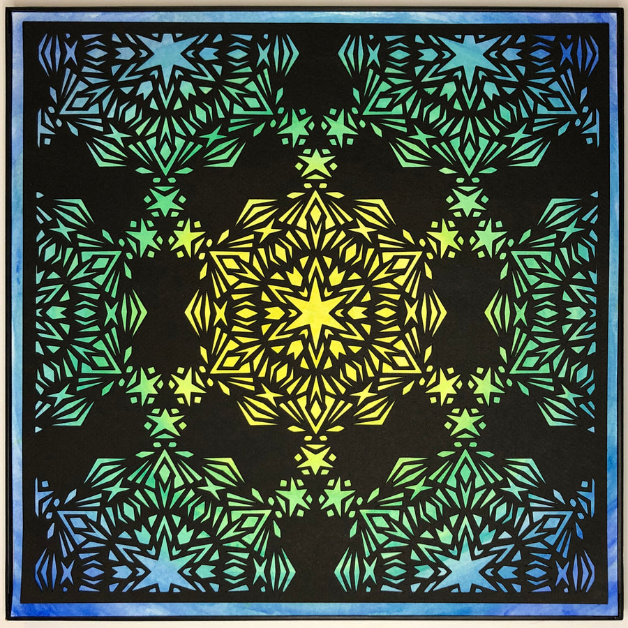 #25 "Valuable" • Cut Paper • Watercolor • Wall Art •  12" x 12" • Framed • Feng Shui Art • Handmade in Seattle