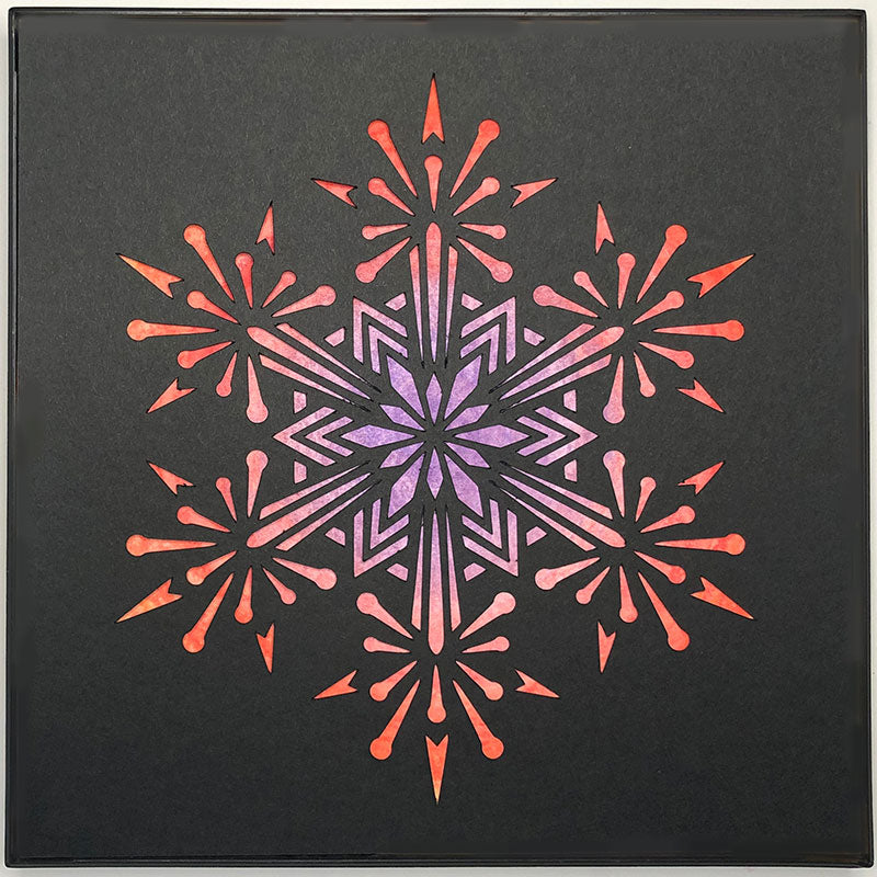 #26 "Glimmer" • Cut Paper • Watercolor • Wall Art • 8" x 8" • Framed • Feng Shui Art • Handmade in Seattle • Seattle Artist