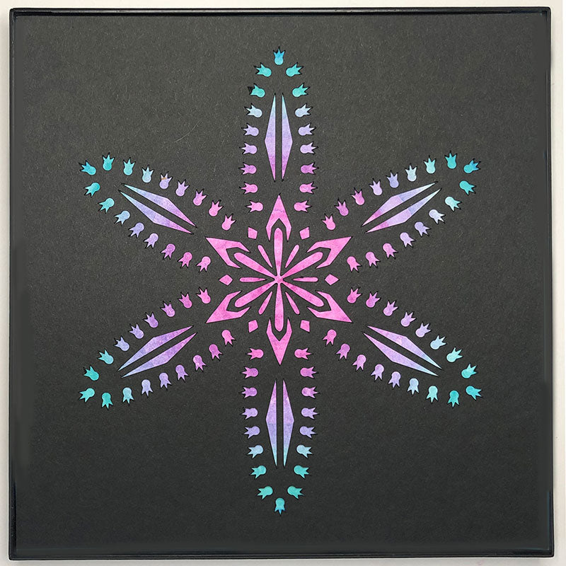 #27 "Superb" • Cut Paper • Watercolor • Wall Art • 8" x 8" • Framed • Feng Shui Art • Handmade in Seattle • Seattle Artist