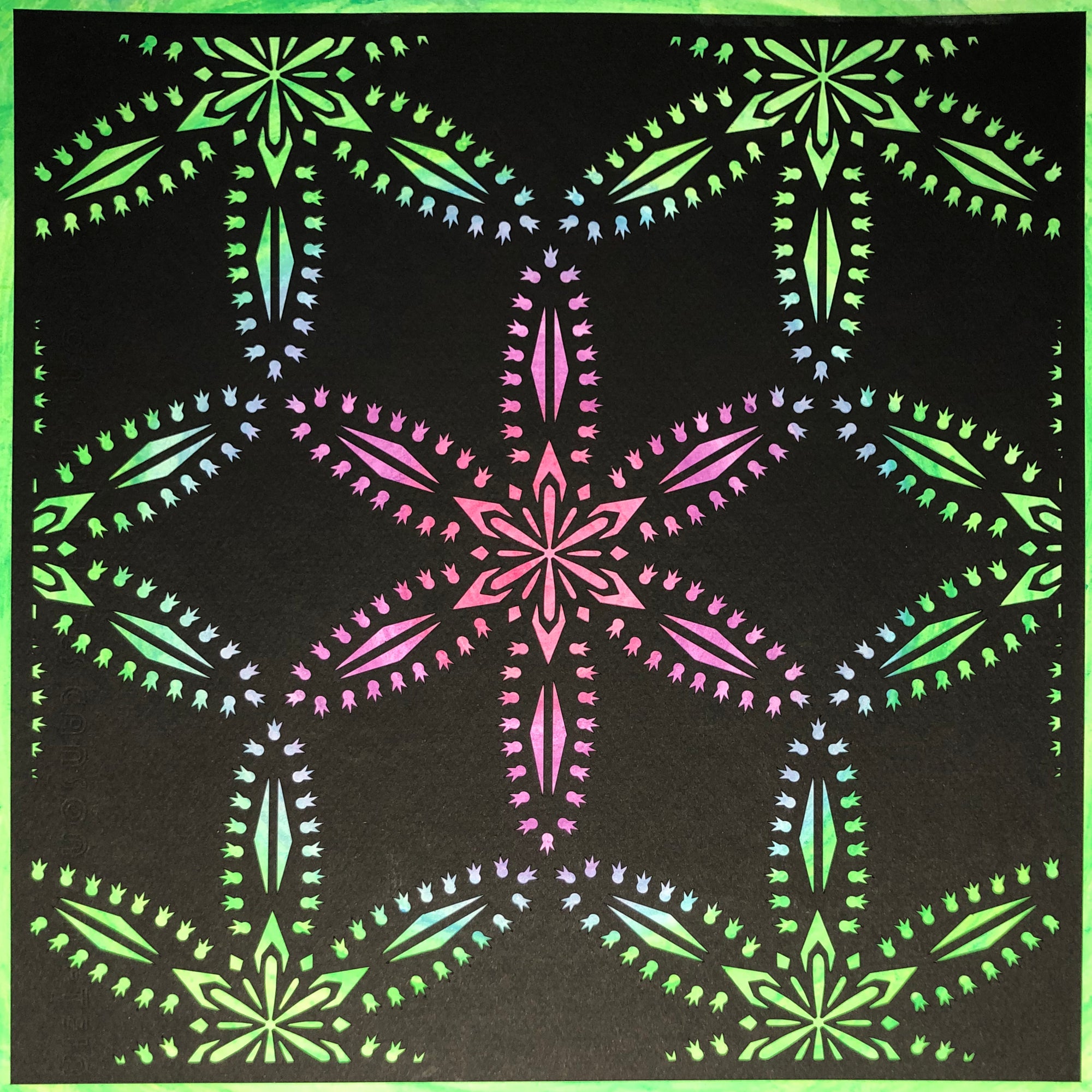 #27 "Superb" • Cut Paper • Watercolor • Wall Art •  12" x 12" • Framed • Feng Shui Art • Handmade in Seattle