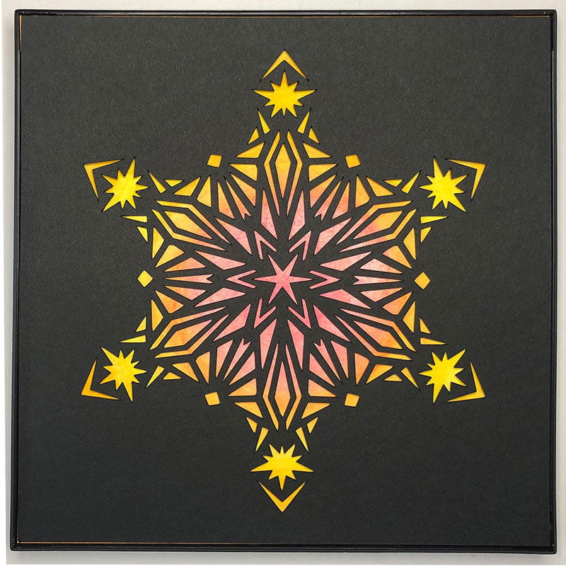 #28 "Wonderful" • Cut Paper • Watercolor • Wall Art • 8" x 8" • Framed • Feng Shui Art • Handmade in Seattle • Seattle Artist