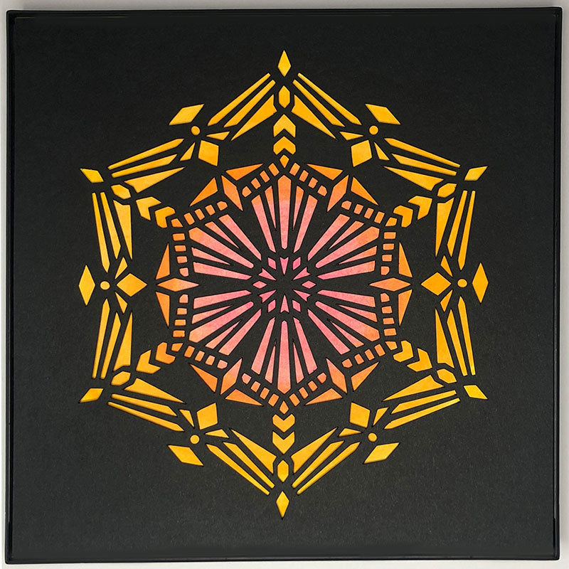 #29 "Aligned" • Cut Paper • Watercolor • Wall Art • 8" x 8" • Framed • Feng Shui Art • Handmade in Seattle • Seattle Artist