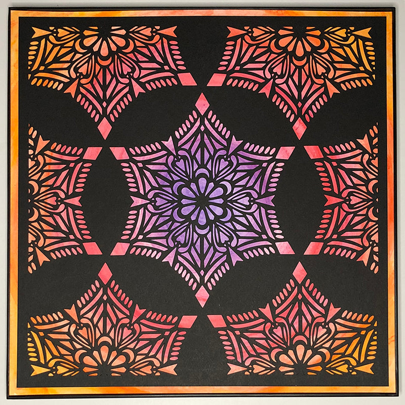 #2 Peace" • Cut Paper • Watercolor • Wall Art • 12" x 12" • Framed • Feng Shui Art • Handmade in Seattle • Seattle Artist