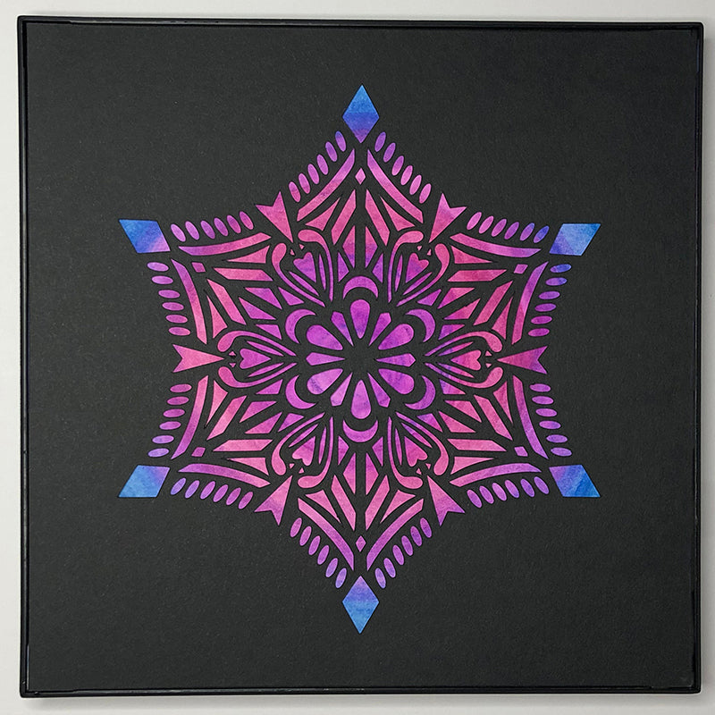 2 "Peace" • Cut Paper • Watercolor • Wall Art • 8" x 8"" • Framed • Feng Shui Art • Handmade in Seattle • Seattle Artist