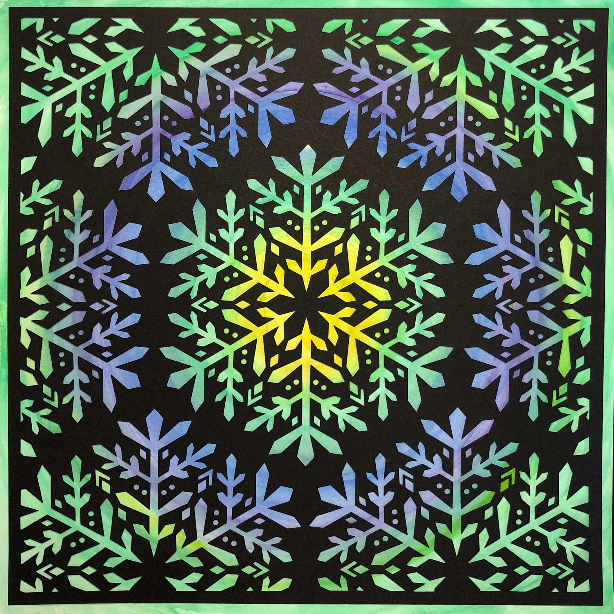 #30 "Splendid" • Cut Paper • Watercolor • Wall Art •  12" x 12" • Framed • Feng Shui Art • Handmade in Seattle