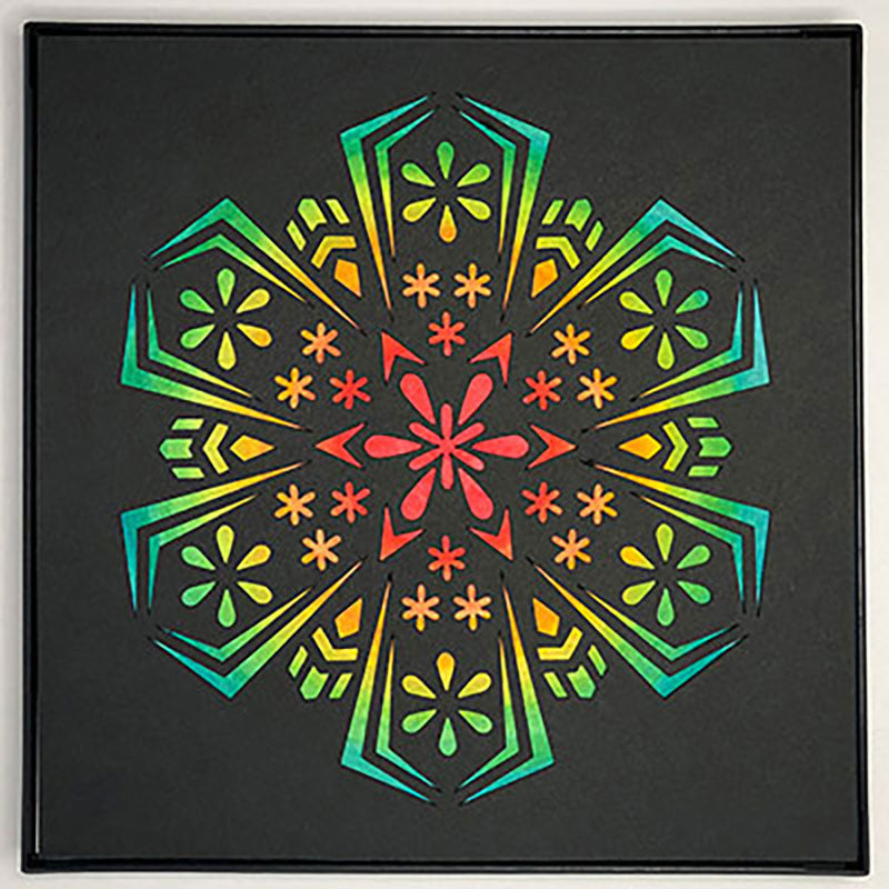 #31 "Super Bueno" • Cut Paper • Watercolor • Wall Art • 8" x 8" • Framed • Feng Shui Art • Handmade in Seattle • Seattle Artist