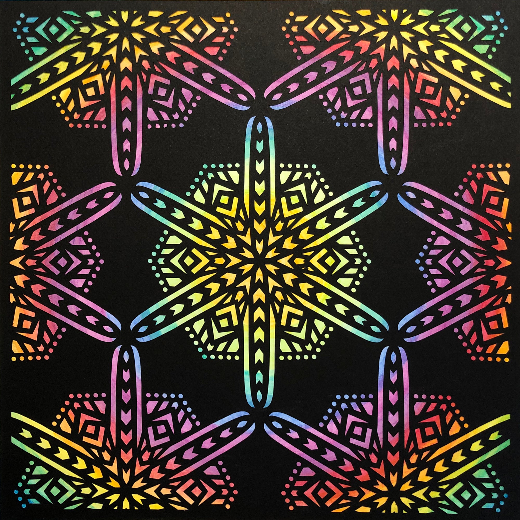 #33 "Special" • Cut Paper • Watercolor • Wall Art •  12" x 12" • Framed • Feng Shui Art • Handmade in Seattle