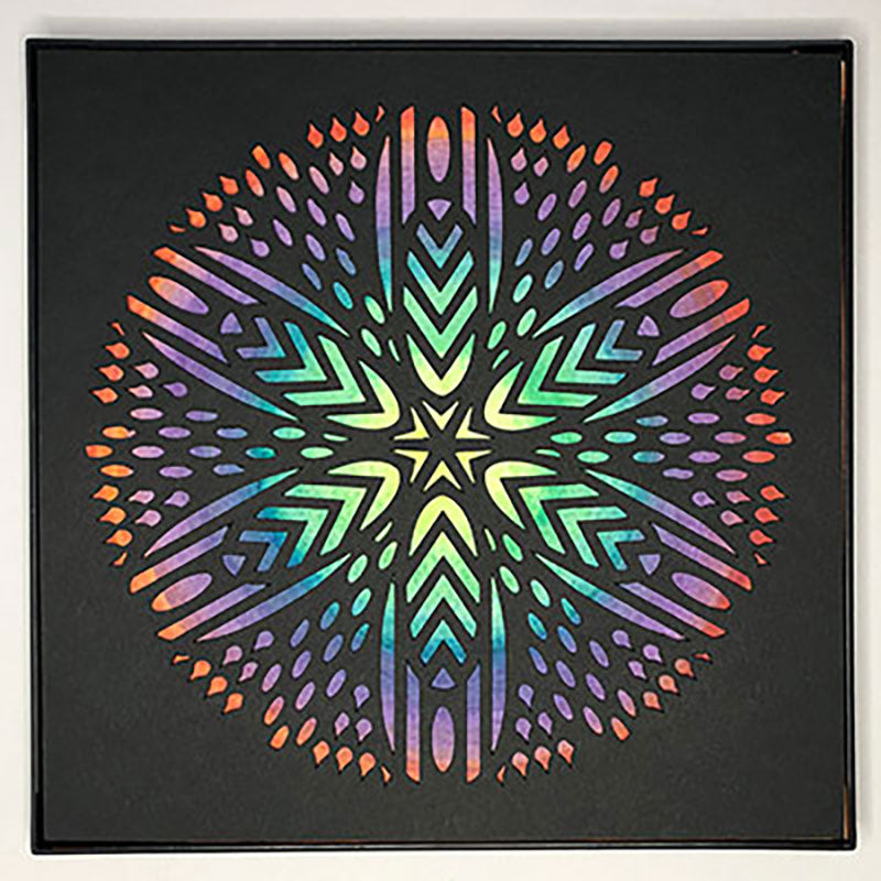 #34 "Bliss" • Cut Paper • Watercolor • Wall Art • 8" x 8" • Framed • Feng Shui Art • Handmade in Seattle • Seattle Artist