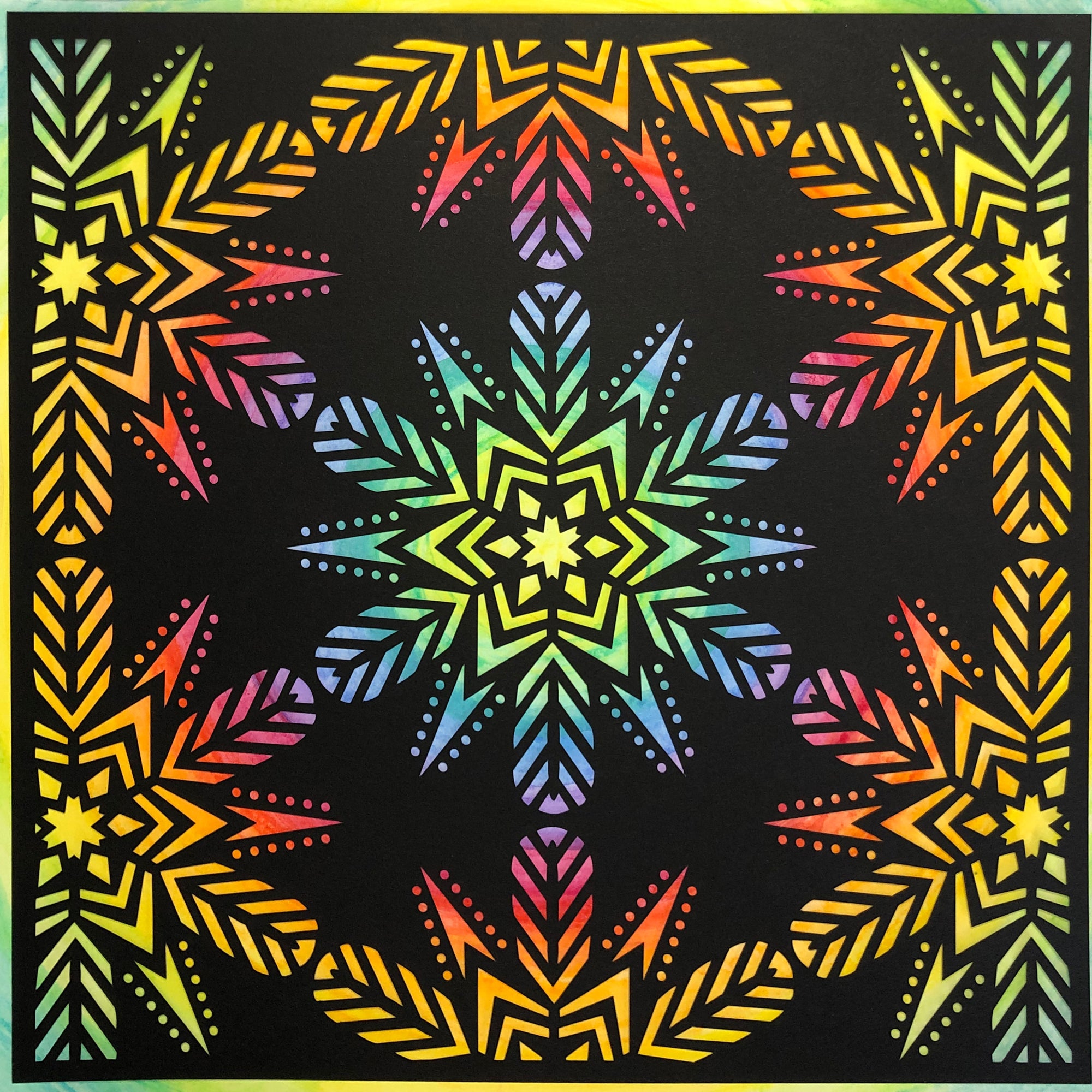 #35 "Smile" • Cut Paper • Watercolor • Wall Art •  12" x 12" • Framed • Feng Shui Art • Handmade in Seattle