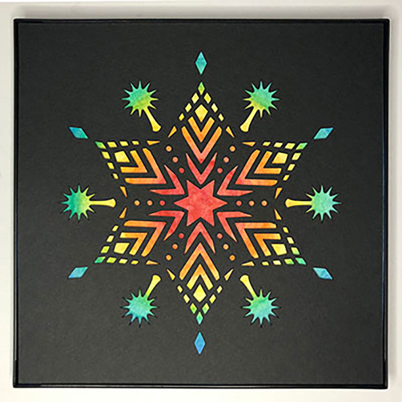 #36 "Glow" • Cut Paper • Watercolor • Wall Art • 8" x 8" • Framed • Feng Shui Art • Handmade in Seattle • Seattle Artist