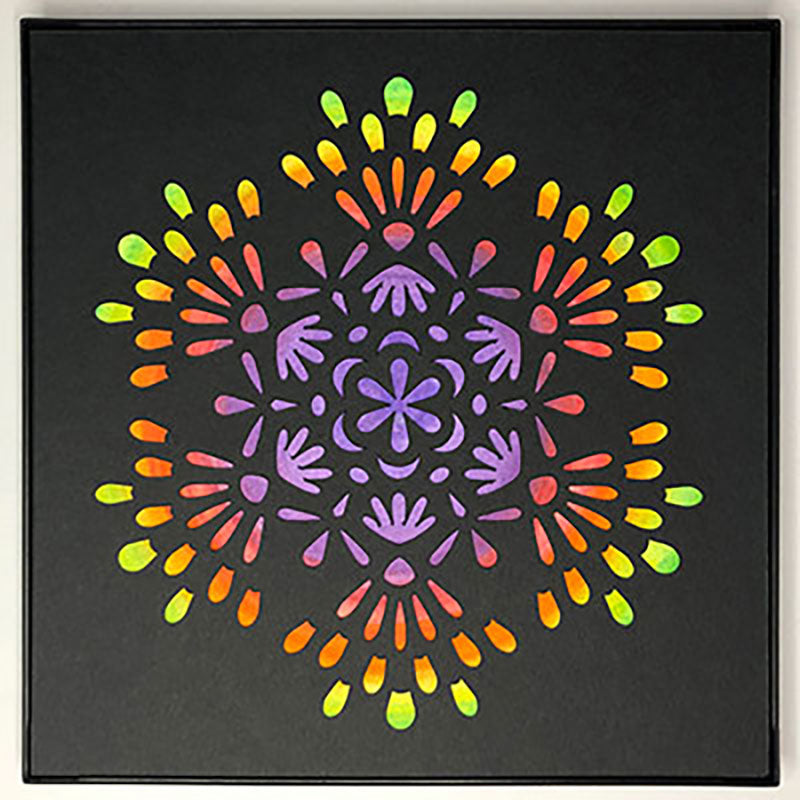 #37 "Brilliant" • Cut Paper • Watercolor • Wall Art • 8" x 8" • Framed • Feng Shui Art • Handmade in Seattle • Seattle Artist