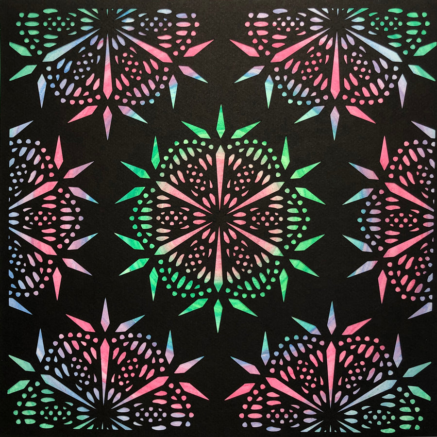 #39 "Smart" • Cut Paper • Watercolor • Wall Art •  12" x 12" • Framed • Feng Shui Art • Handmade in Seattle