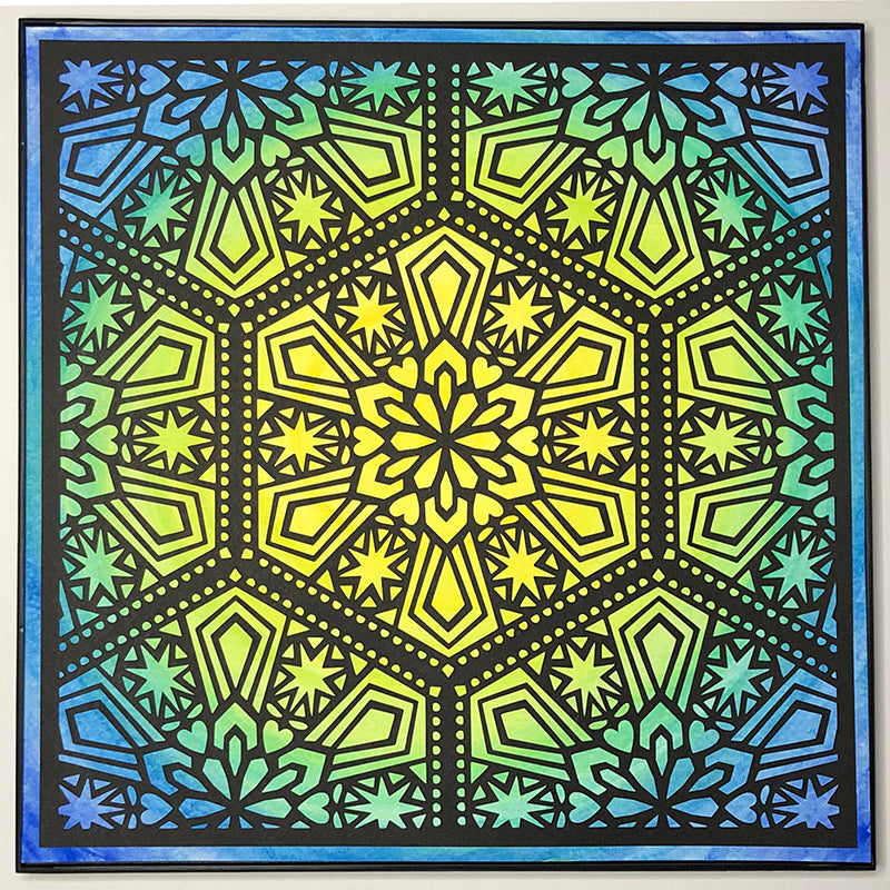 #3 "Groovy" • Cut Paper • Watercolor • Wall Art • 12" x 12" • Framed • Feng Shui Art • Handmade in Seattle • Seattle Artist