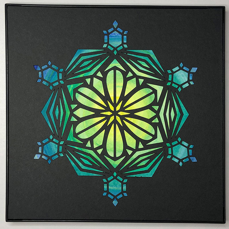 4 "Gratitude" • Cut Paper • Watercolor • Wall Art • 8" x 8"" • Framed • Feng Shui Art • Handmade in Seattle • Seattle Artist