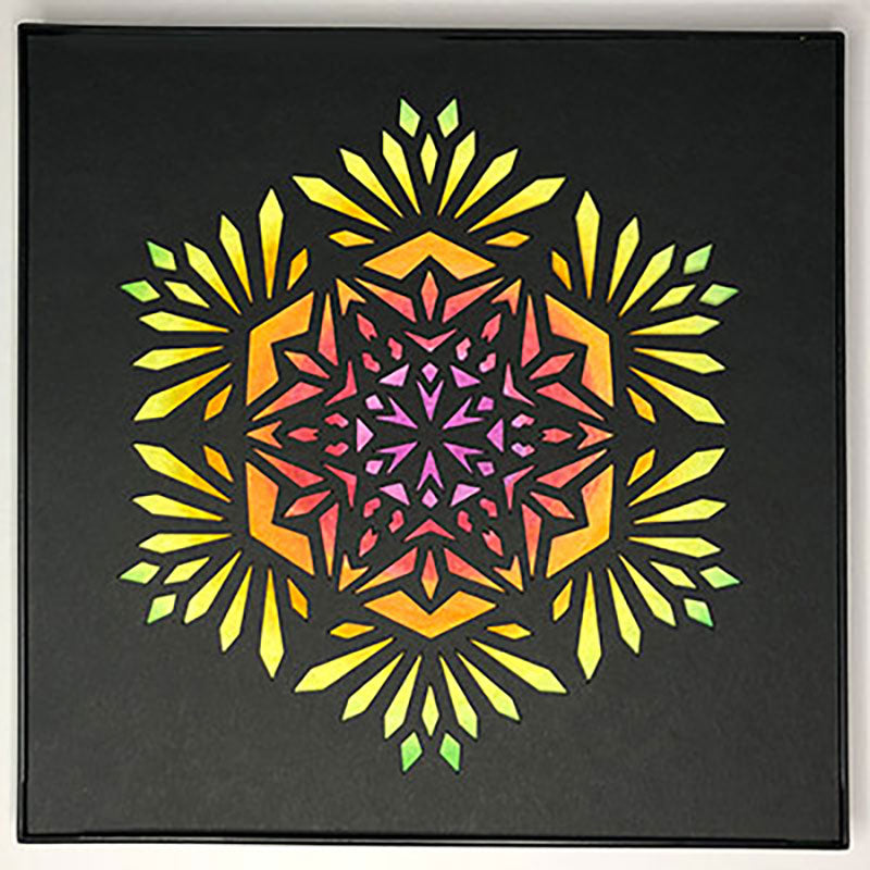 #40 "Warm" • Cut Paper • Watercolor • Wall Art • 8" x 8" • Framed • Feng Shui Art • Handmade in Seattle • Seattle Artist