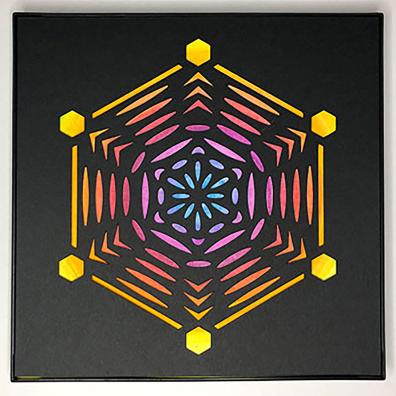 #41 "Incandesce" • Cut Paper • Watercolor • Wall Art • 8" x 8" • Framed • Feng Shui Art • Handmade in Seattle • Seattle Artist