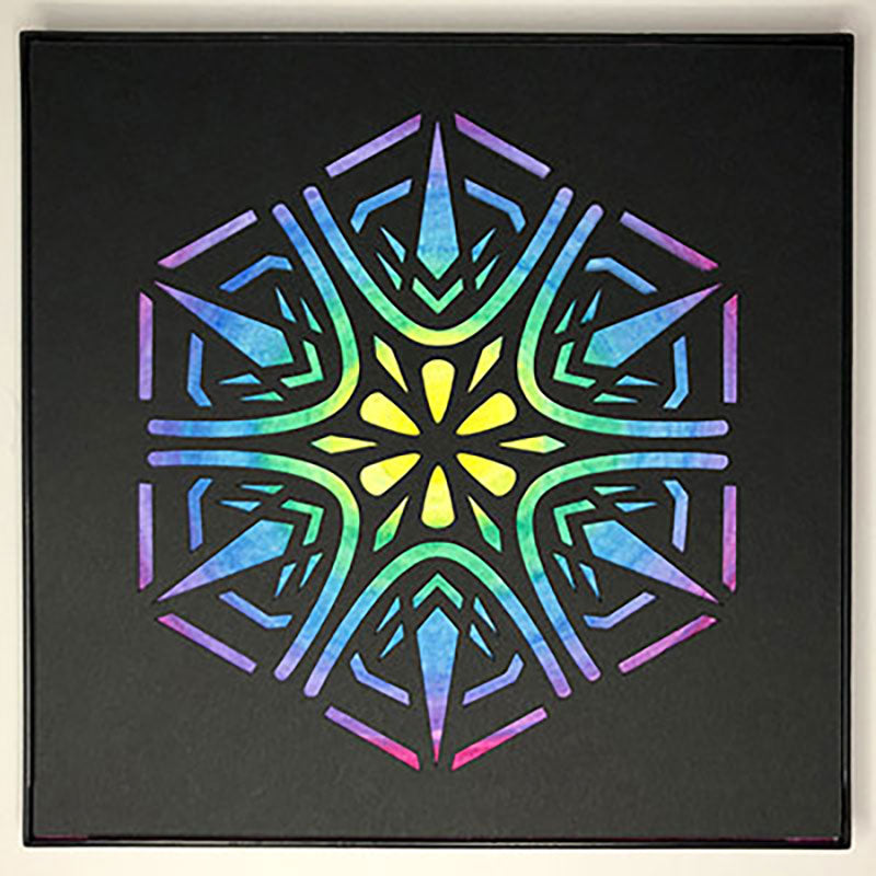 #42 "Enchanted" • Cut Paper • Watercolor • Wall Art • 8" x 8" • Framed • Feng Shui Art • Handmade in Seattle • Seattle Artist