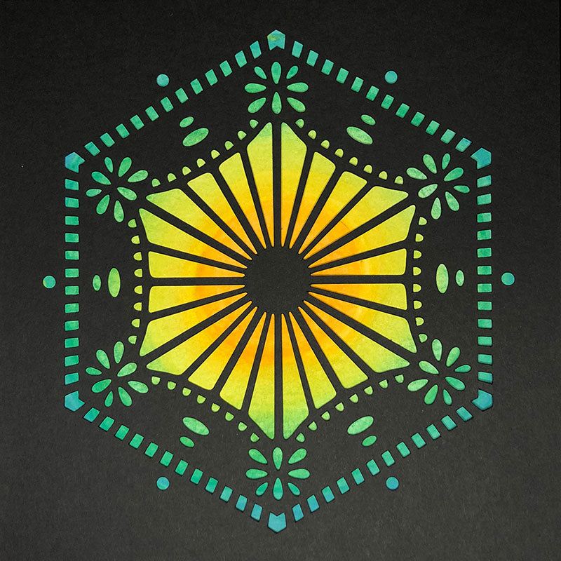 #43 "Nifty" • Cut Paper • Watercolor • Wall Art • 8" x 8" • Framed • Feng Shui Art • Handmade in Seattle • Seattle Artist