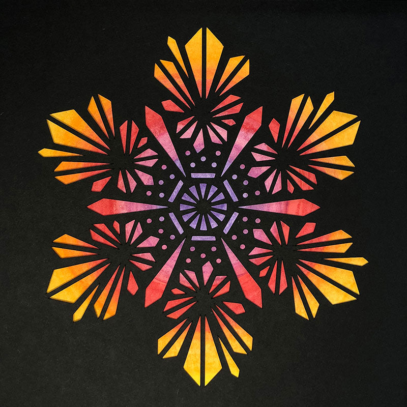 #45 "Powerful" • Cut Paper • Watercolor • Wall Art • 8" x 8" • Framed • Feng Shui Art • Handmade in Seattle • Seattle Artist