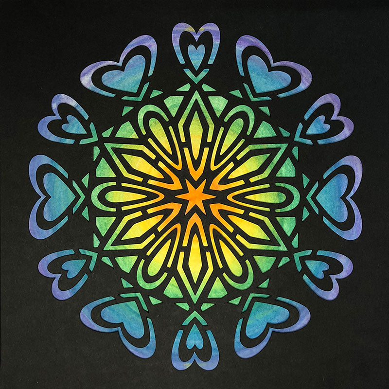 #47 "Breathe" • Cut Paper • Watercolor • Wall Art • 8" x 8" • Framed • Feng Shui Art • Handmade in Seattle • Seattle Artist