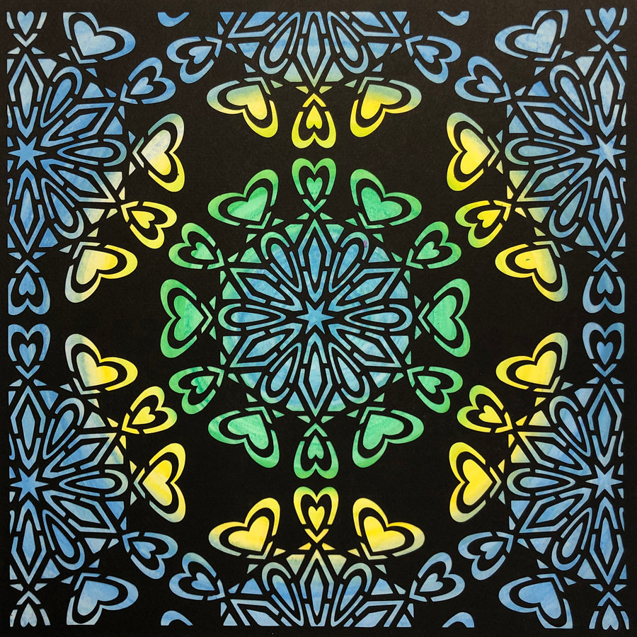 #47 "Breathe" • Cut Paper • Watercolor • Wall Art •  12" x 12" • Framed • Feng Shui Art • Handmade in Seattle