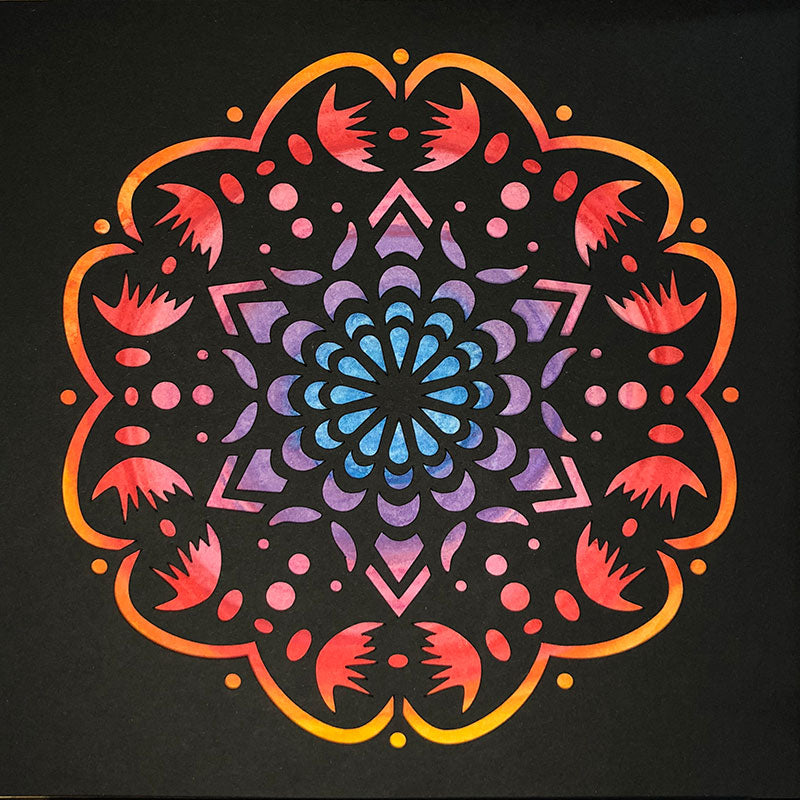 #48 "Worthy" • Cut Paper • Watercolor • Wall Art • 8" x 8" • Framed • Feng Shui Art • Handmade in Seattle • Seattle Artist