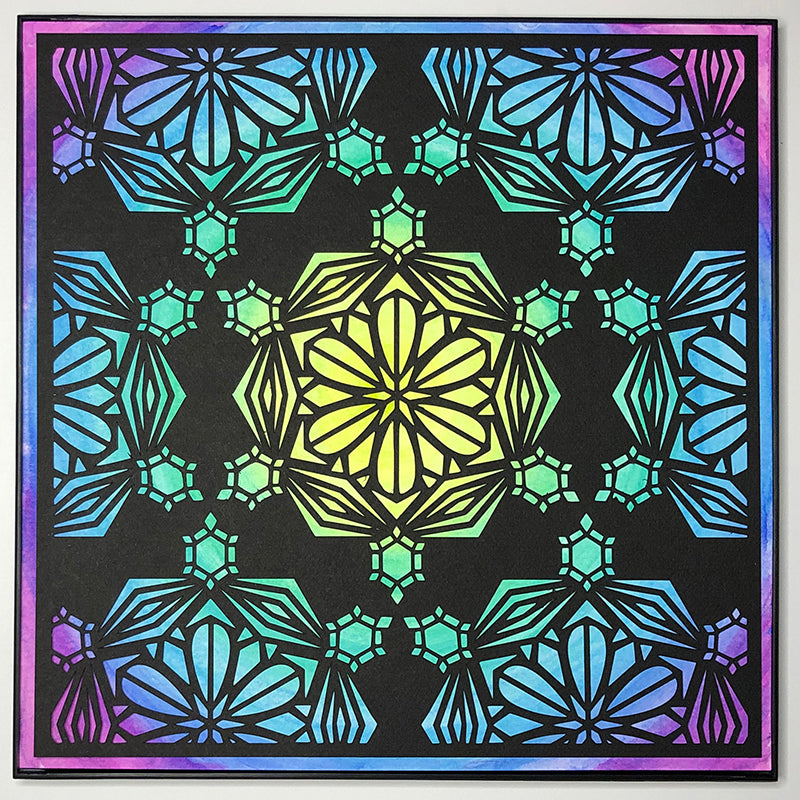 #4 "Gratitude" • Cut Paper • Watercolor • Wall Art • 12" x 12" • Framed • Feng Shui Art • Handmade in Seattle • Seattle Artist