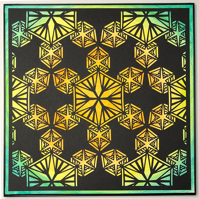 #5 "Harmony" • Cut Paper • Watercolor • Wall Art • 12" x 12" • Framed • Feng Shui Art • Handmade in Seattle • Seattle Artist