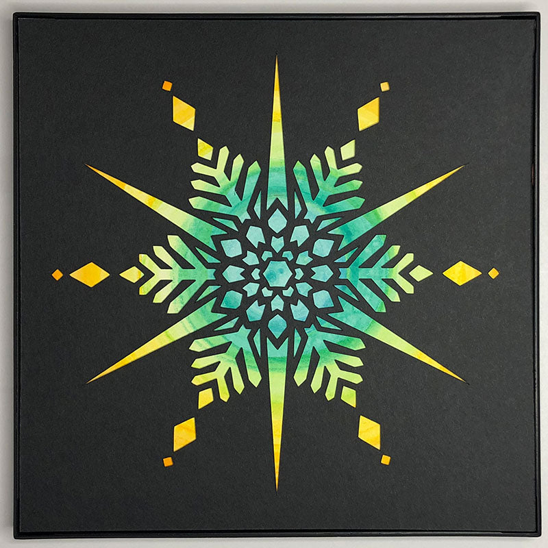 #6 "Delight" • Cut Paper • Watercolor • Wall Art • 8" x 8" • Framed • Feng Shui Art • Handmade in Seattle • Seattle Artist