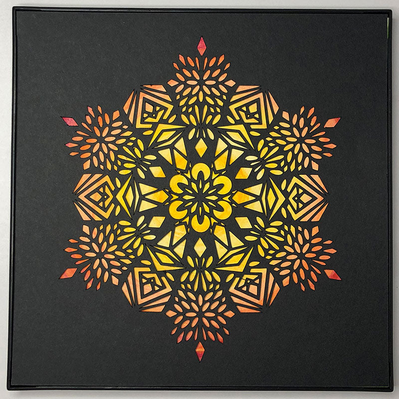 #7 "Joy" • Cut Paper • Watercolor • Wall Art • 8" x 8" • Framed • Feng Shui Art • Handmade in Seattle • Seattle Artist