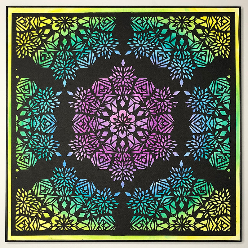 #7 "Joy" • Cut Paper • Watercolor • Wall Art • 12" x 12" • Framed • Feng Shui Art • Handmade in Seattle • Seattle Artist