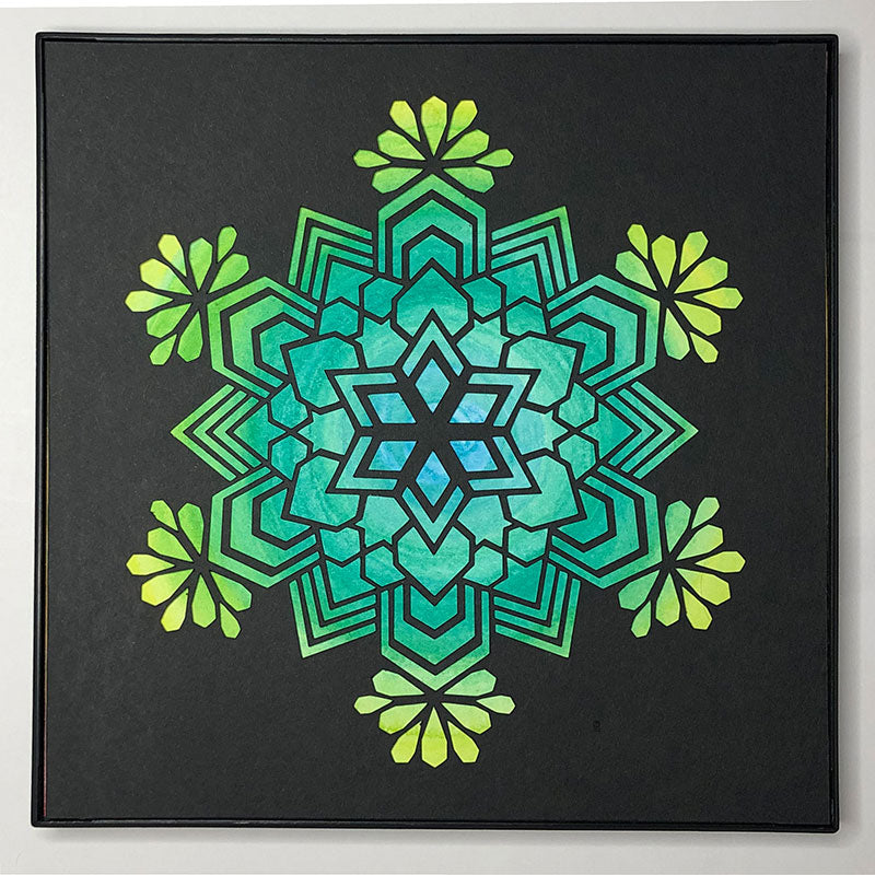 #9 "Kindness" •Cut Paper • Watercolor • Wall Art • 8" x 8" • Framed • Feng Shui Art • Handmade in Seattle • Seattle Artist